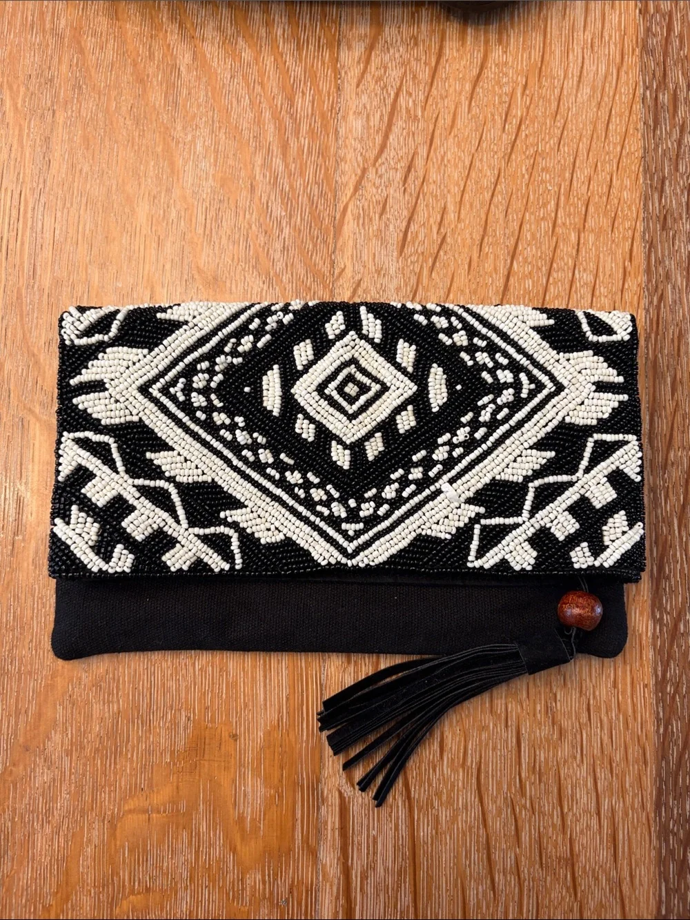 Ripcurl Black & White Beaded Envelope Clutch - Women Bags